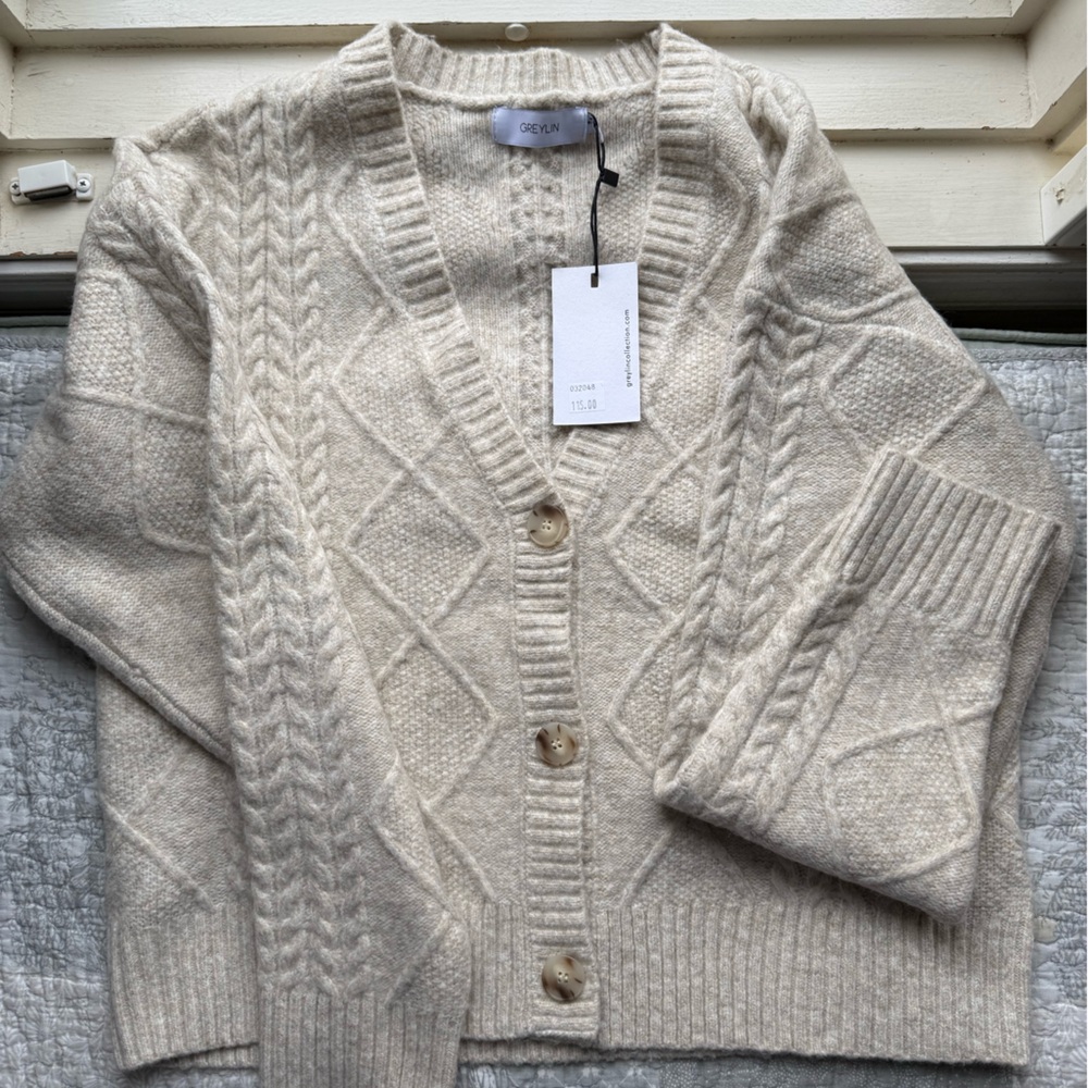 NWT Greylin Cable Knit Cardigan - Small